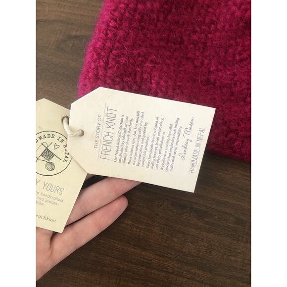 French Knot Lindsay Mason Wool Fleece Lined Hand Embroidered Hat NWT Beaded - Picture 5 of 6